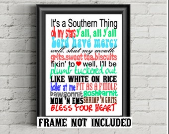 Southern Sayings, southern quotes, art print, bless your heart, southern saying, southern decor, housewarming gift, birthday gift
