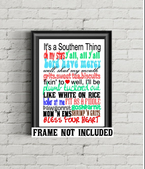 Southern Sayings southern quotes art print bless your