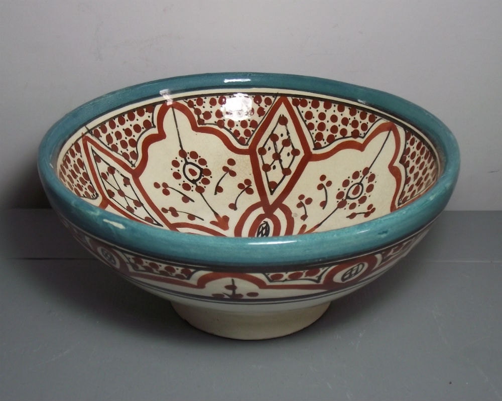 Vintage Safi Pottery Bowl/Moroccan Bowl/Eastern Pottery/Boho