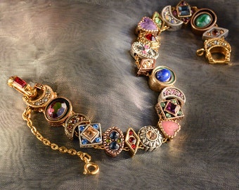 Vintage Slide Bracelet, Charm Bracelet, Victorian Bracelet, Wedding Bracelet, Antique Bracelet, Vintage Wedding, Renaissance BR107