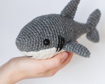 PATTERN: Crochet shark pattern - amigurumi shark pattern - crocheted shark pattern - shark toy tutorial - PDF crochet pattern