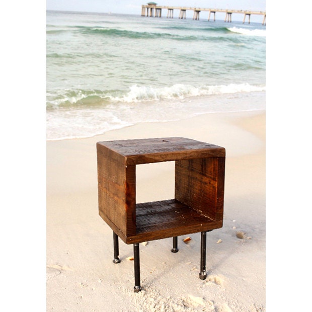 Reclaimed wood end table night stand side table plant stand