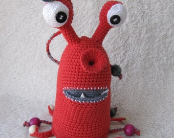 Monster baby shower gift boy crochet Toy Plushies monster stuffed alien toy ooak Montessori Toddler Toys Sensory gift for kid Waldorf toy