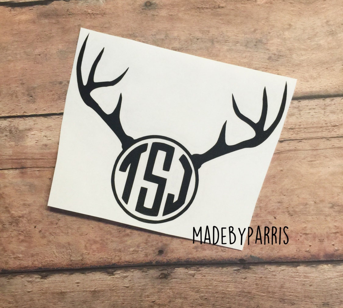 Deer Antler Monogram Decal Deer Decal Hunting by MadeByParris