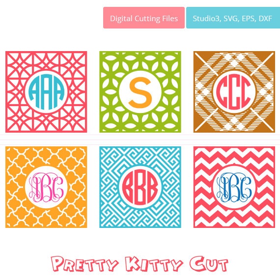 Download Square Patterned Circle Monogram Frames Cut Files svg