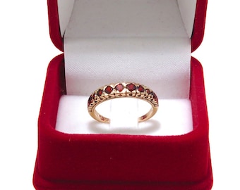 Garnet Ring | 14K Gold Gemstone Ring | Vintage Garnet Ring | 14K Solid rose gold ring | Vintage Ring | Eternity Ring, January birthstone