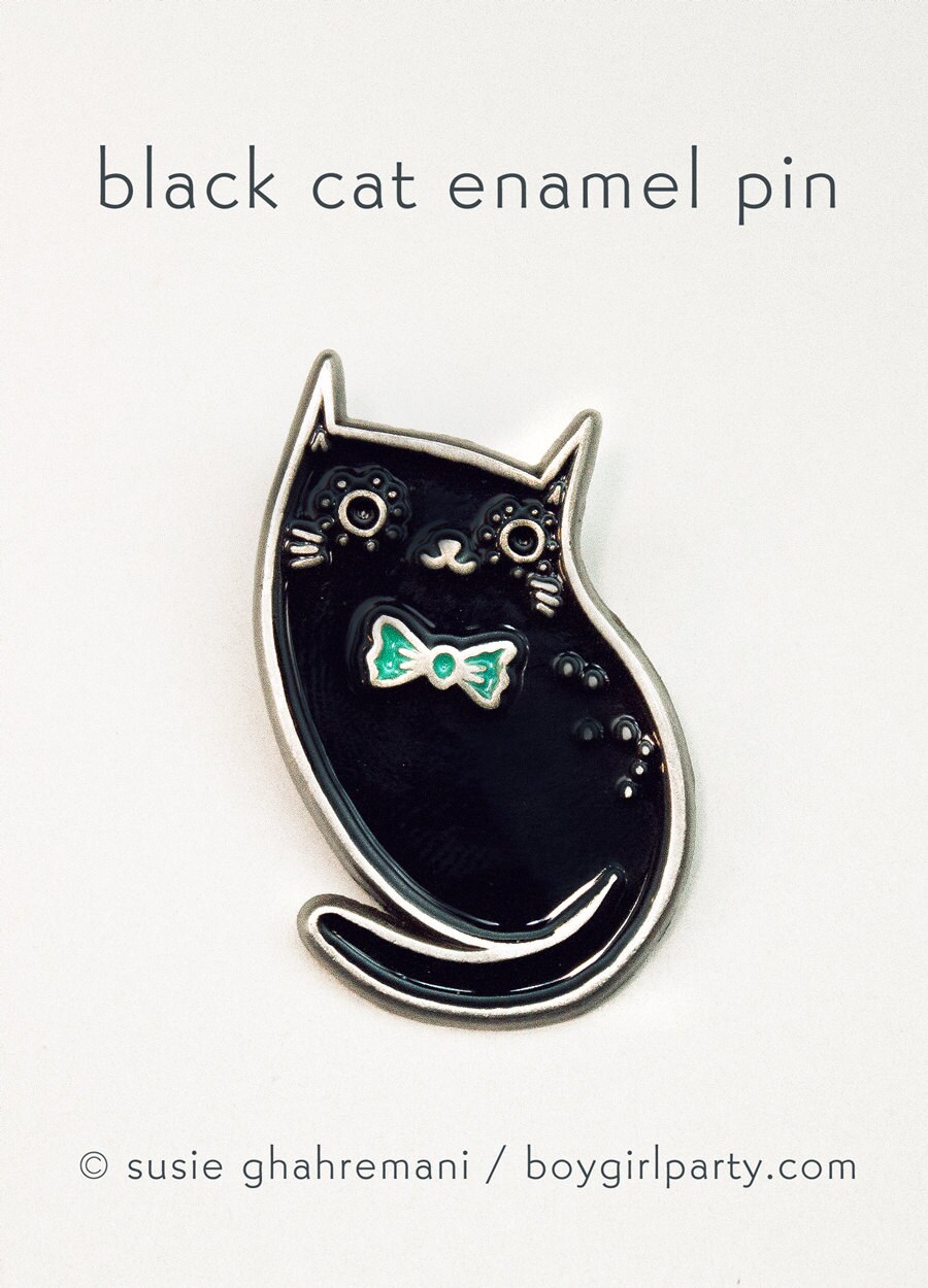 Black Cat Pin Black Cat Jewelry Black Cat Enamel Pin Punk Cat