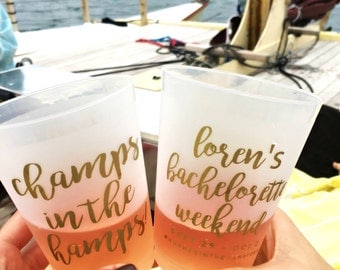 Bachelorette Cups, Party Cups, Bachelorette Party Cup, Girls Weekend Cup, Champs in the Hamps, Bachelorette Gifts, Frosted Cup, Plastic Cups