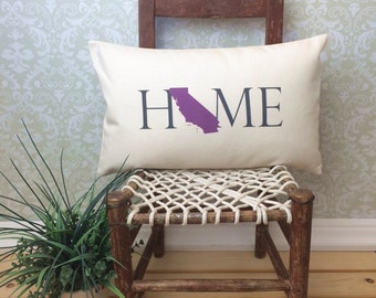 California Pillow, Long Pillow, Home Pillow, State Pillow, Home Decor, House Warming Gift, House Warming Pillow, Custom Pillow, Lumbar