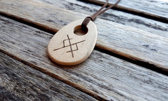 Bind Rune wood burned necklace Eternal Love Rune Rune