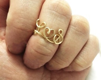 Initial Rings. Lovers Ring. Stackable Rings. Custom handmade wire rings
