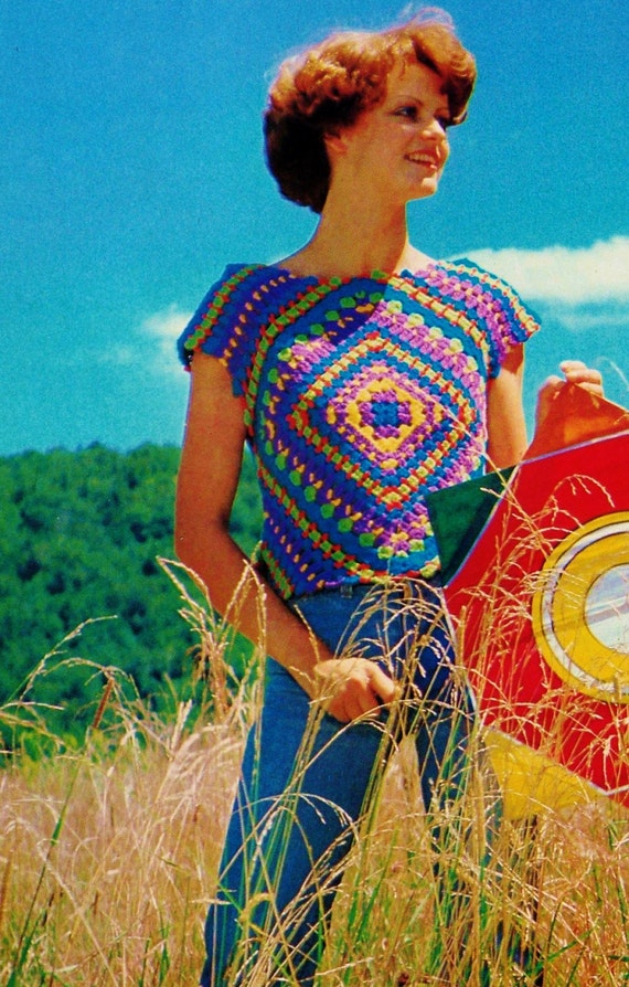 DIY Granny Square Top PDF Vintage Crochet Pattern