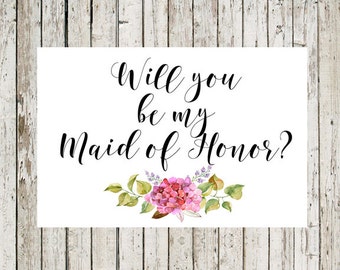 Will You Be My Maid Of Honor Printable Card Pink And Gold