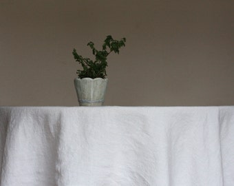 Round Linen Tablecloth - Diameter up to 114 inches - Stonewashed - Off-white / Ecru - Handmade in Lithuania - Eco-friendly - Made to order