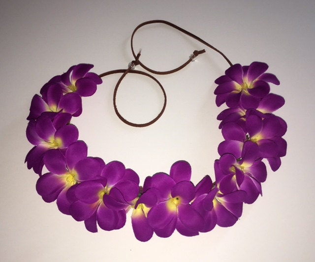 PURPLE Hawaiian Plumeria Flower Crown Floral Halo Boho by SoVein