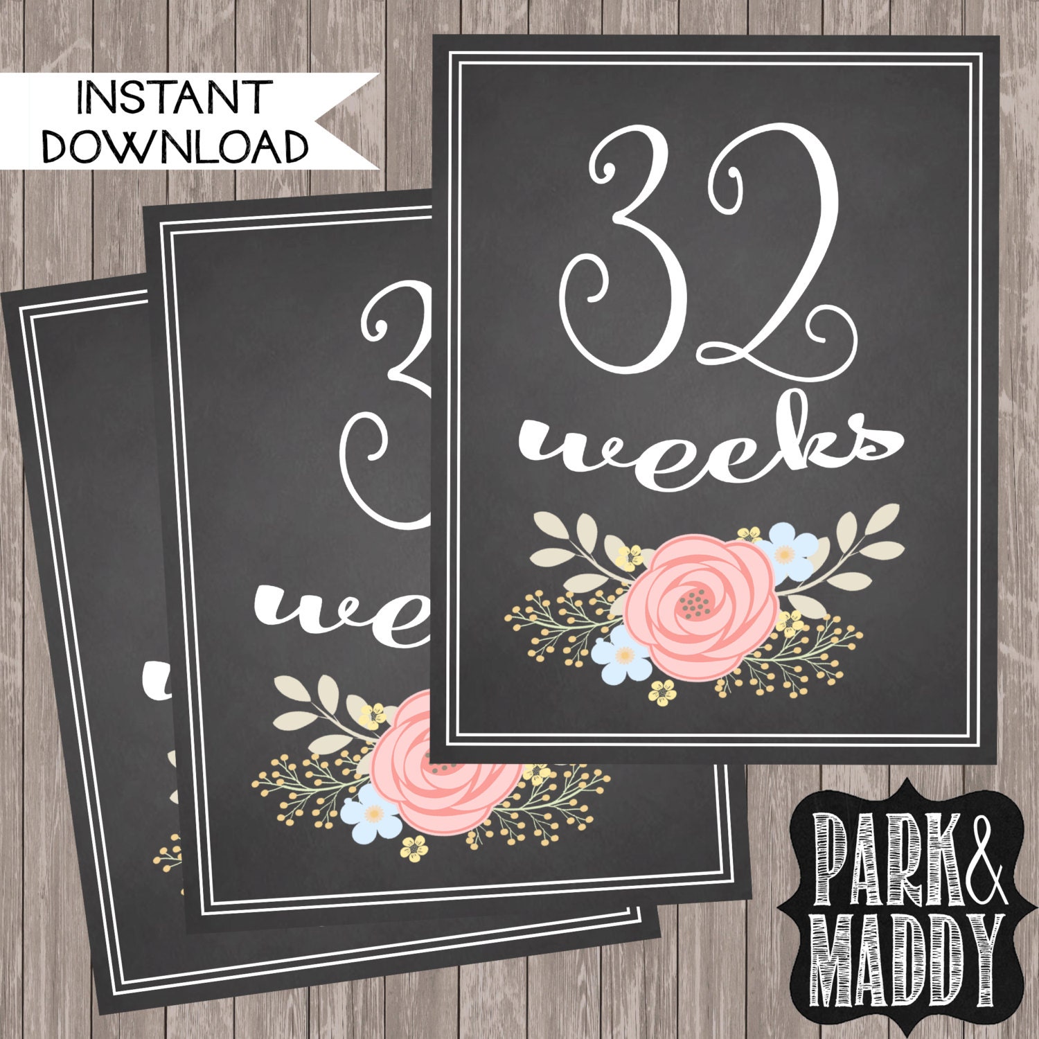 Weekly Pregnancy Countdown Instant Download // Baby Bump Sign