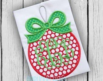 Monogram Ornament with Bow Digital Christmas Applique Design - Christmas - Holiday - Christmas Embroidery Design - Machine Embroidery