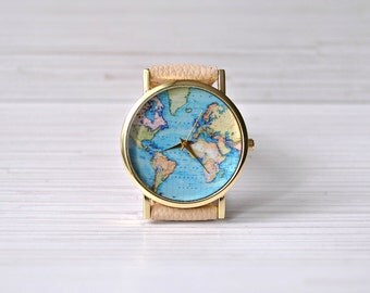 Gift|for|her|Travel|her|World|Map watch|Gift|for|women|Unique|Women|watches|Graduation|Gift|Wanderlust|jewelry|Travel|jewelry|Globe watch