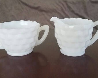 Milk Glass Sugar & Creamer Set