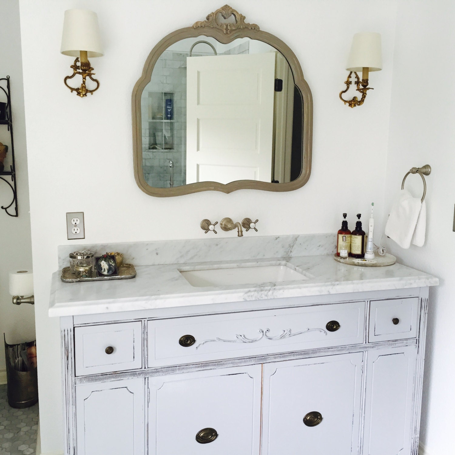 BATHROOM VANITY For Double or Single Sink We Custom Convert from Antique Dresser Shabby Chic