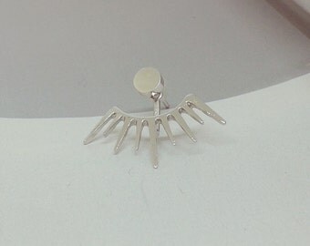 Ear jacket, Spiky ear jacket, Silver ear jacket, Silver spiky ear jacket, Statement ear jacket, Boho chic ear jacket, Trendy ear jacket