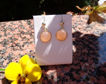 Gold Earrings with Moonstone, 585 gold filled, beautiful!