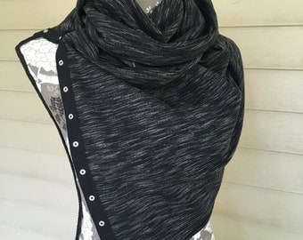 Versatile Snap Scarf | Black & White |Multiple ways to wear |Accessory |Gifts for Her | Infinity | Fashion | Camila