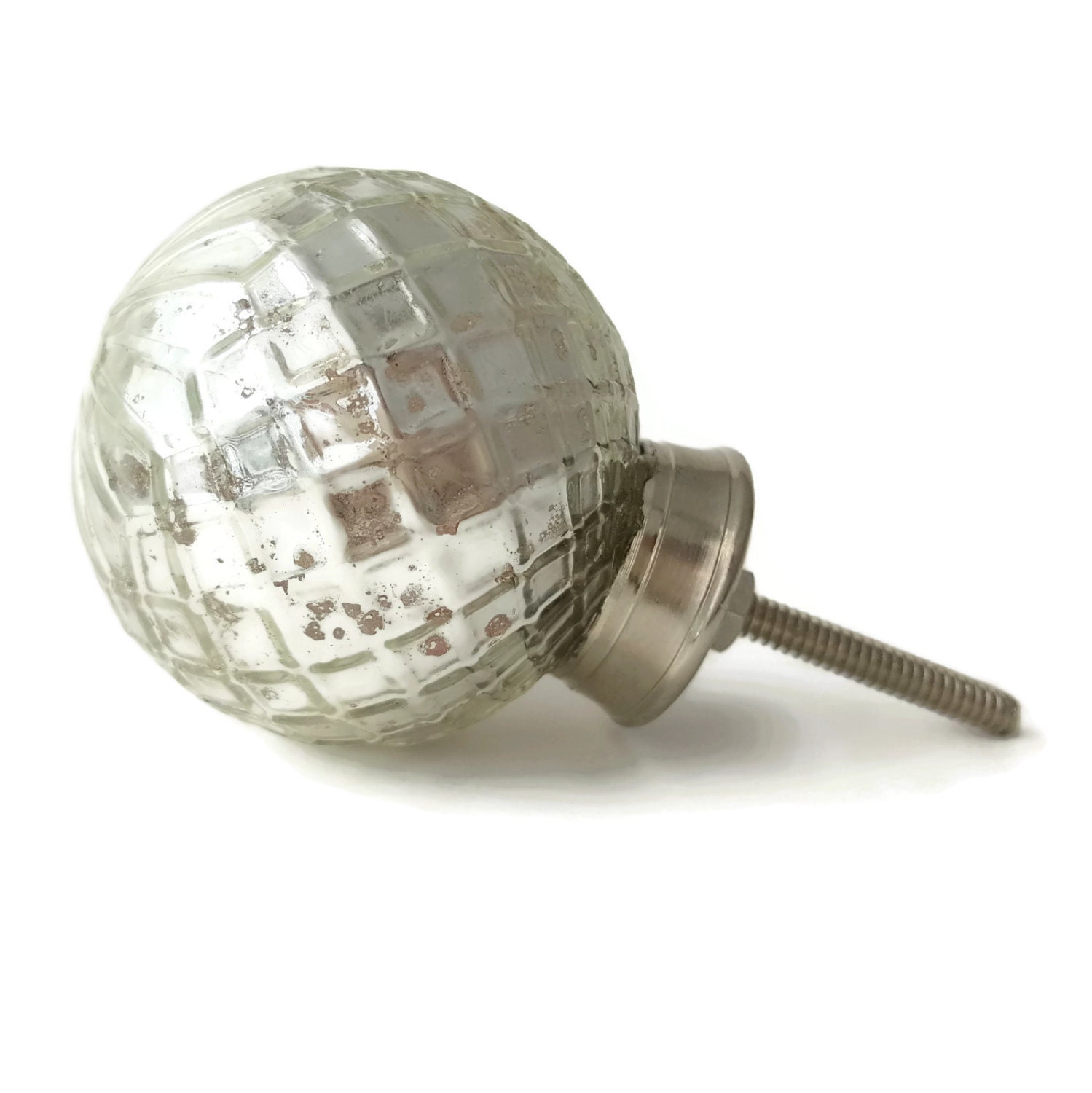 CLEARANCE Large Mercury Glass Globe Knobs Glass Knobs