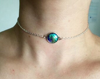 Mermaid iridescent scale chain choker