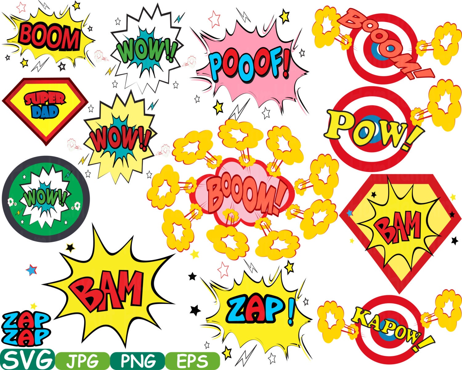 Superheroes Pop Art Text Props Super hero Comic Speech Bubble