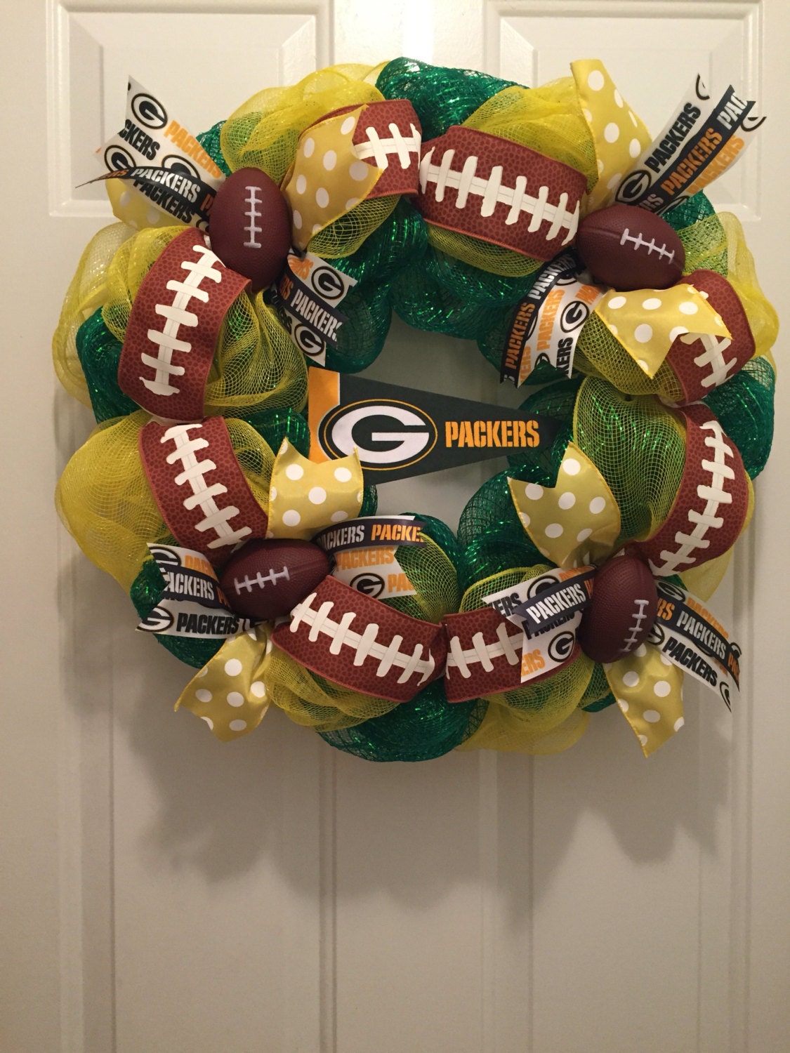 Green Bay Packers Wreath NFL Wreath Deco Mesh Wreath