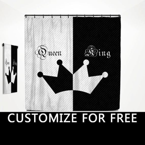 King Queen His Hers Shower Curtain His Side Her Side Bath