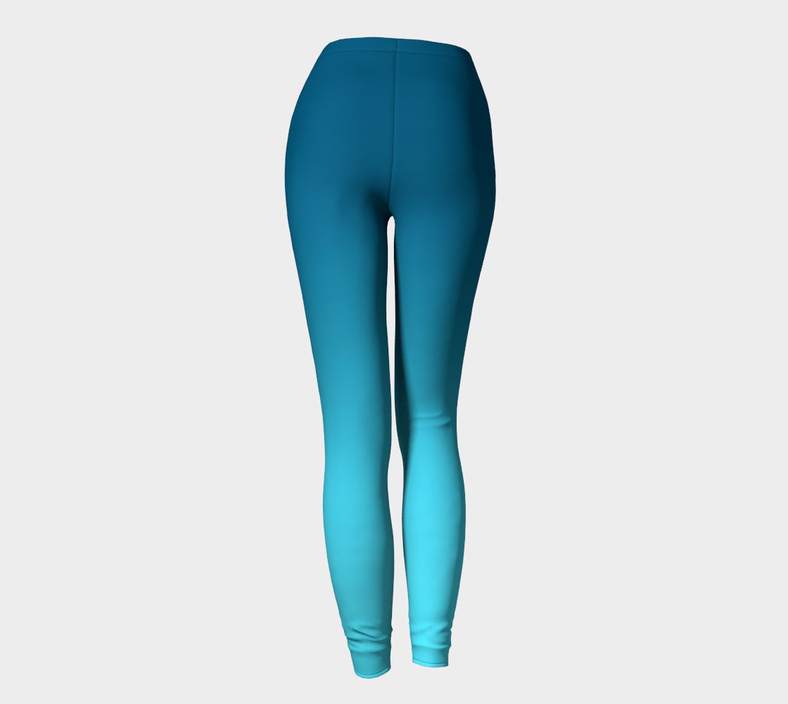 Teal Leggings Ombre Leggings Teal Tights Turquoise Tights