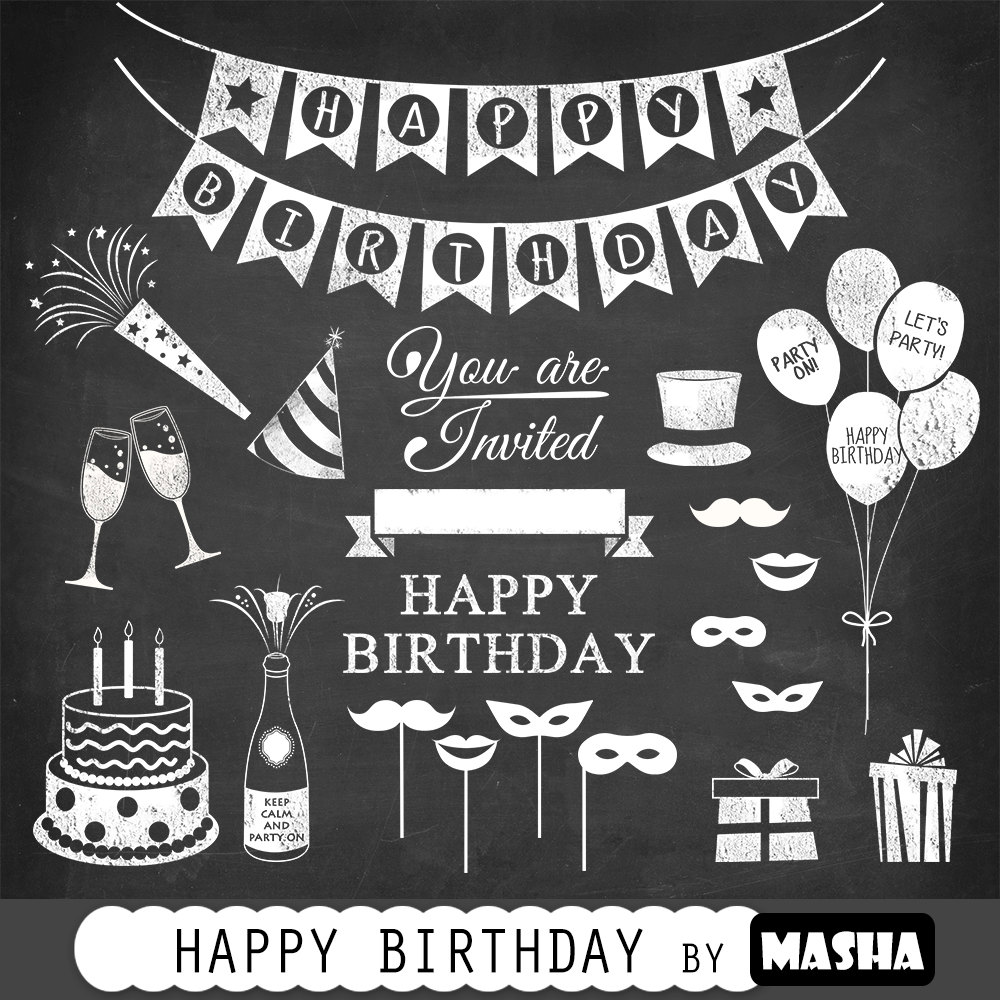 Download Birthday clipart: "HAPPY BIRTHDAY CLIPART" with chalkboard ...