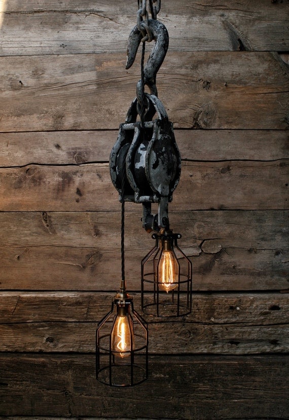 Large Pulley Chandelier Block and Tackle Pulley Pendant
