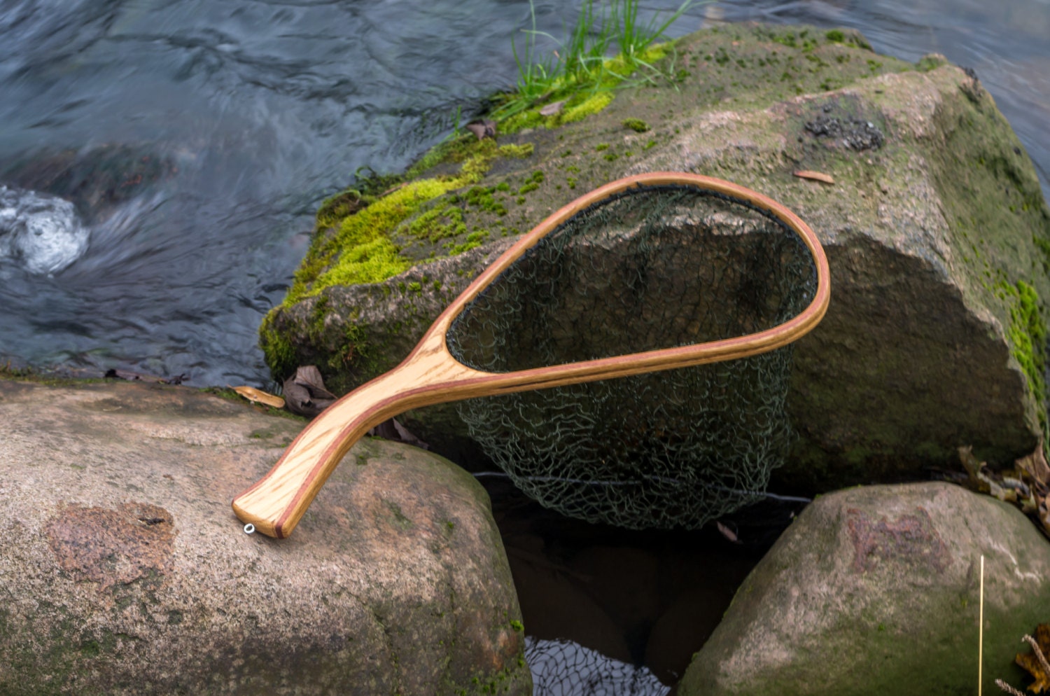 Personalized handmade wooden landing net fly fishing net