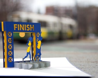 Running Pop Up Card, Marathon Card, Racing Card, Milestone Card, Goal Card, Foot Race Card, Finish, Line Card, Boston Marathon Card