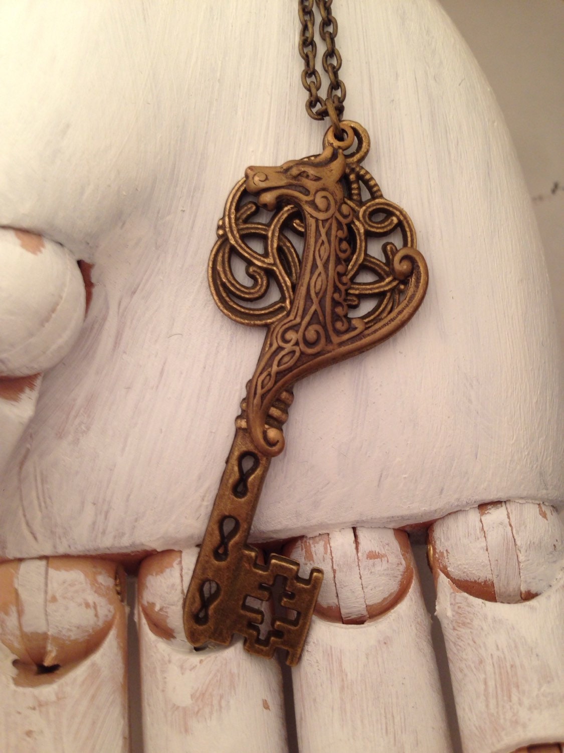 Key to asgard dragon skeleton key norse by ManandDogDesigns