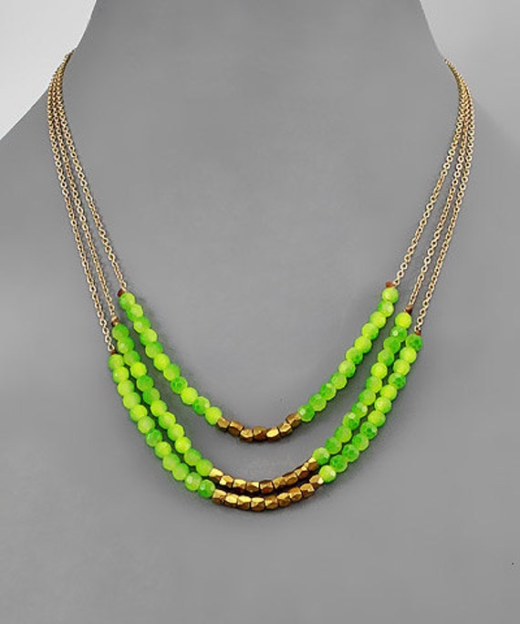 Lime Green Stone Layer Necklace