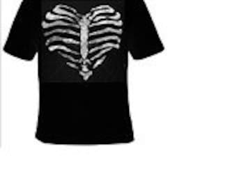 hearts skeleton bones design tee-shirt cool gift for you love
