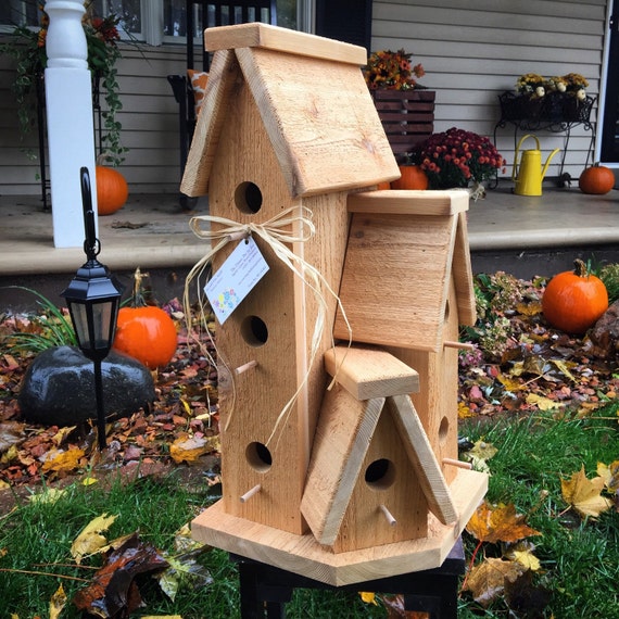 Large Cedar Wood Outdoor Birdhouse Condo Bird House