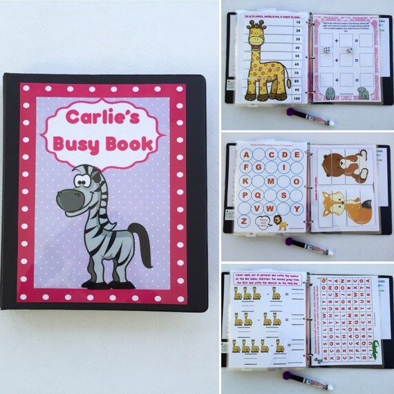 Kindergarten prep dry erase Velcro activity book quiet book