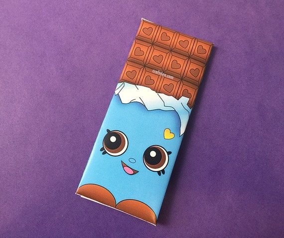 Cheeky Chocolate Wrappers BLUE Shopkins Birthday Day Party