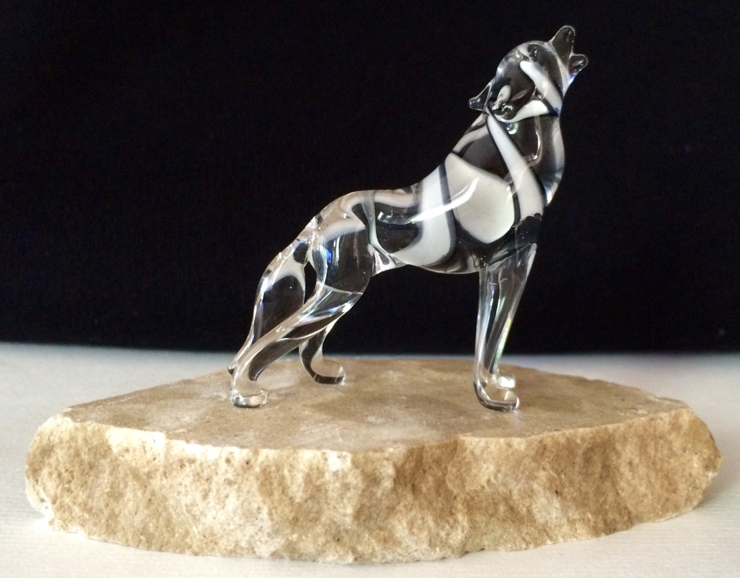 blown glass wolf