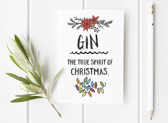 Gin Christmas Card Funny Christmas Card For Gin Lovers And
