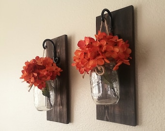 Set of Mason Jar Wall Sconces, Mason Jar Sconce, Mason Jar Decor, Mason Jar Wall Decor, Country Decor, Farmhouse Wall Decor, Farmhouse Decor