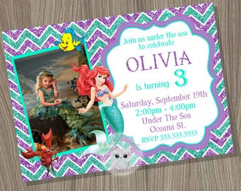 Little Mermaid Invitation, Ariel Invitation, Disney Little Mermaid, Little Mermaid Birthday, Mermaid Invitation, Princess Invitation