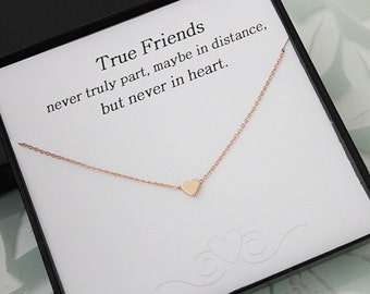 Rose Gold Heart Necklace, Best Friend gift, Heart Necklace, Gift for her, Gold Necklace, Message Card Jewelry