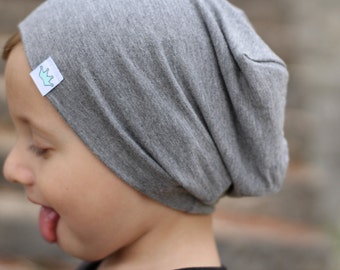 Toddler beanie / Slouchy baby beanie / Hipster toddler boy slouch beanie / Gray hipster beanie / Slouchy knit hat / Infant beanie