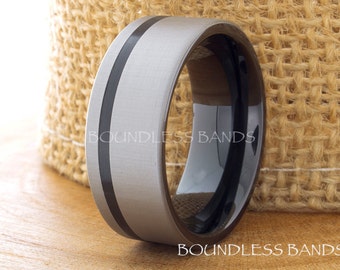 wave tungsten carbide wedding ring